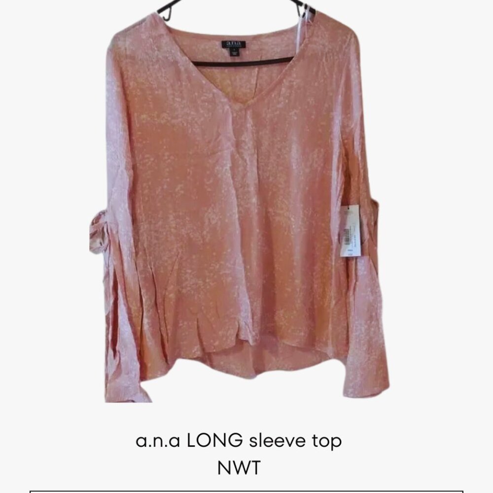 a.n.a New With Tags Pink Textured V-Neck Long Sleeve Top - Size S